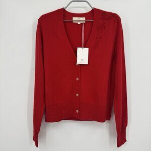 Kilte Collection Cashmere Bijou Cardigan Sweater in Cherry Red size 2-M Medium